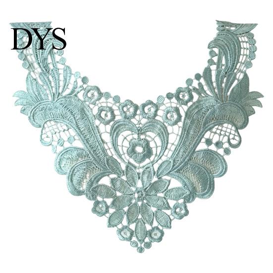 Fashion Neckline Enhancement Floral Lace Collar Insert, Embroidery V-neck Applique, Elegant Sew on Applique Hollow Petal Design, Polyester Decorative