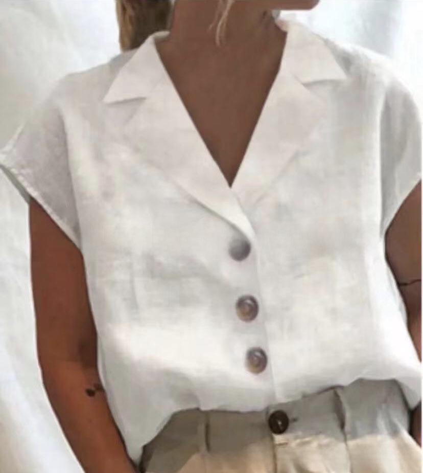 2023 Summer Hot-Selling Women's Casual Loose Fit Cotton-Linen Button-Up Shirt