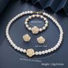 Ladies Pearl Camellia Necklace & Bracelet & Ear Stud Jewelry Set