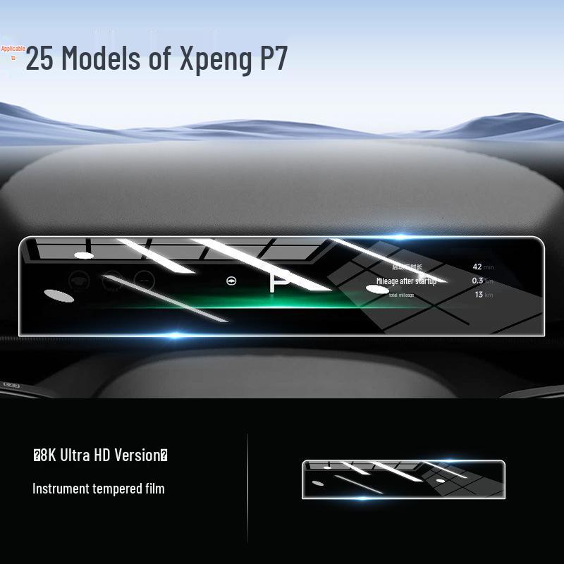 Tempered Glass Screen Protector for 25 Xiaopeng P7 Models - Central Control Navigation Film for Interior Modification