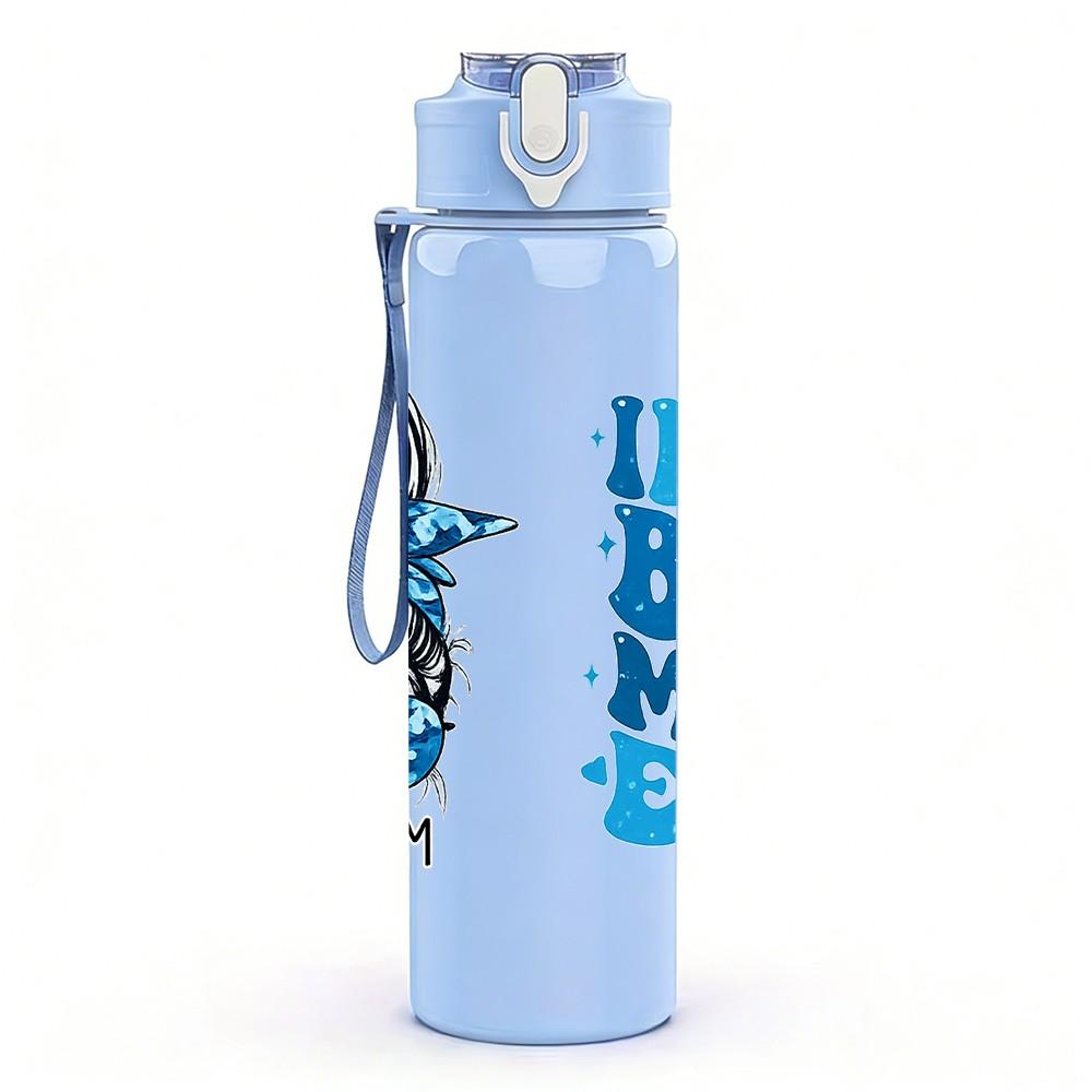 1PC Boy Mom Brave Heart Quote Print 750ml Color Plastic Sports Water Bottle Leakproof Flip Straw Lid Suitable for Sports Office Home Use