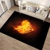 Flaming Heart Design Black Carpet for Living Room or Bedroom Decor Suitable for use as an anti-slip for living room bedroom sofas