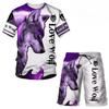 T Shirt & Shorts Sets 2piece Suit for Mens Animal Pattern Print Short Sleeve Tracksuit Leisure 3D Polyester Man's Set
