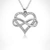 Ladies' Infinite Symbol Heart-shaped Pendant Necklace, Round Synthetic Zircon Inlay, Daily Wearing Collarbone Chain Jewelry, Gift Giving