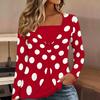 Tops for Women Floral Print Long Sleeve Fake Two‑Piece Top Fall Casual Slim Pullover Women's Long Sleeve Top
