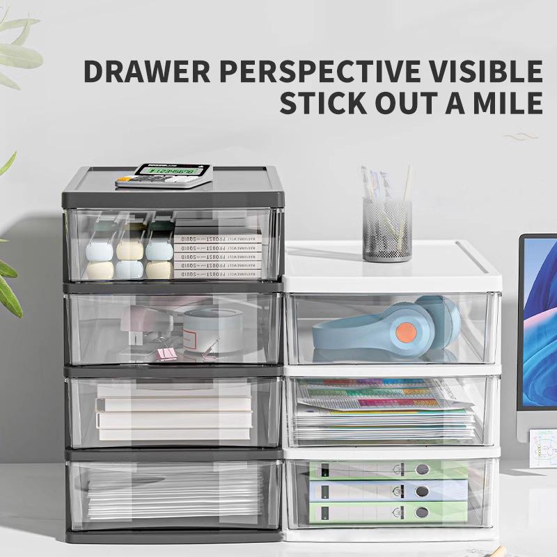 JOJAJU 1Pc Storage Box,Space-Saving Clear Drawer Organizer (2/3/4-Tier) Sort Office,Home,dormitory,Makeup, Pens, Jewelry
