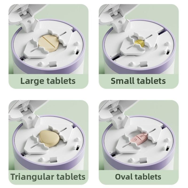 Portable 2-in-1 Pill Box with Pill Cutter for Cutting Small Pills or Large Pills in Half & Quarter Travel Pill Organizer Case