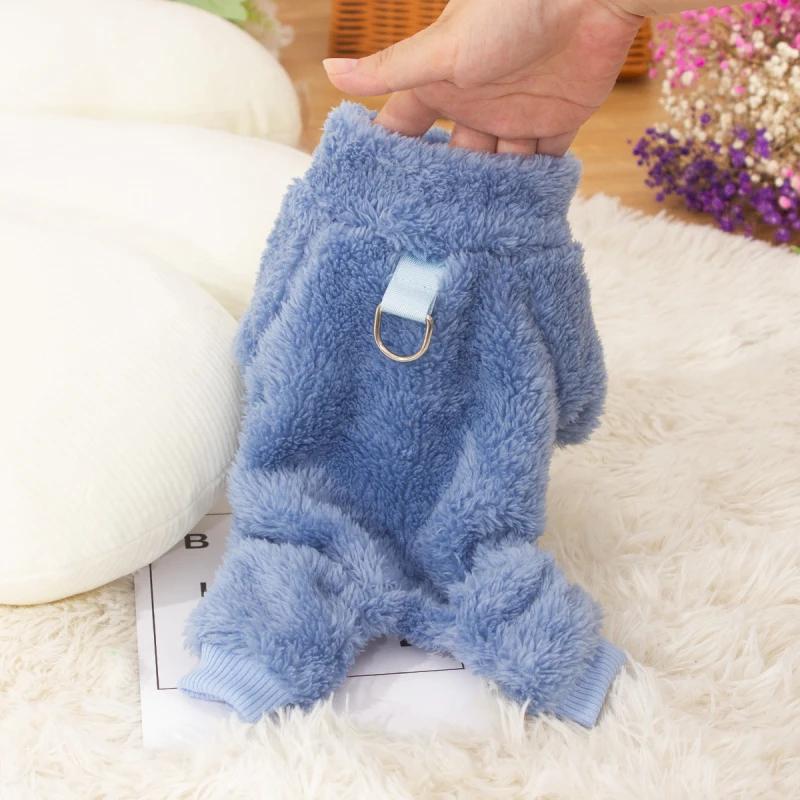 

Soft Warm Pet Jumpsuit Rompers Winter Dog Clothes Pajamas Yorkie Pomeranian Maltese Bichon Poodle Schnauzer Dog Clothing Outfit S синий