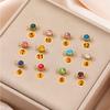 Cross Birthstone Zirconia Charms Bracelets Girls Summer Beach Thin Chain Cross Hand Chain July August Stainless Steel Jewelry