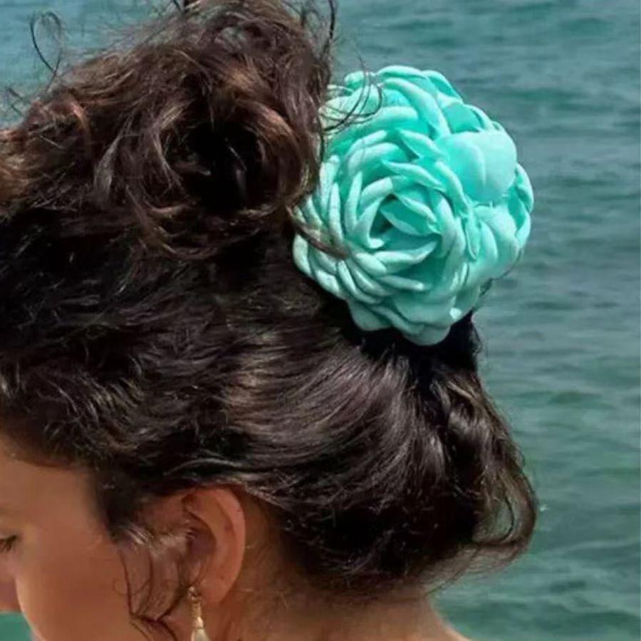 Vintage Solid Color Fabric Fashion Girl Hair Claw Hair Accessory Three-Dimensional Rose Flower Women's Hairpin Elegant Shark