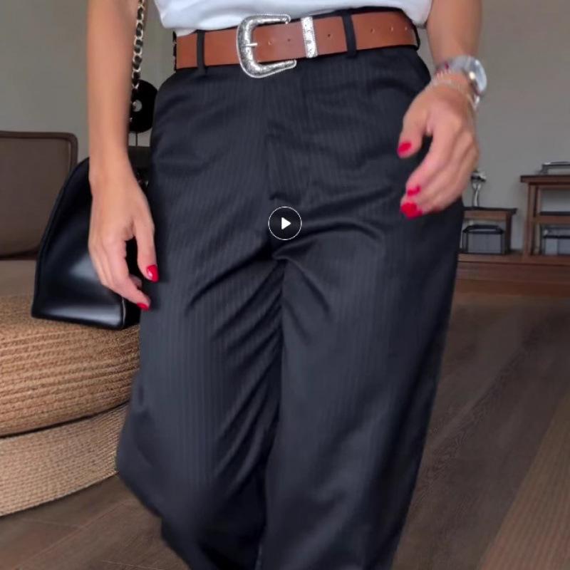 

2025 Women s High Waist Versatile Straight-Leg Casual Western Pants 2XL