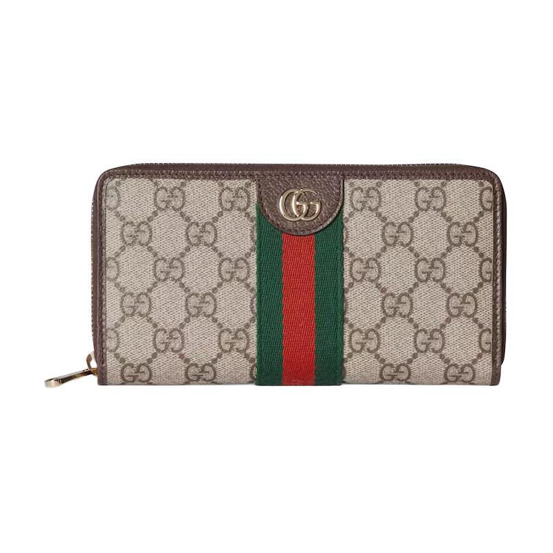 Gucci Ophidia Logo Classic Canvas And Leather Wallet Women wallet Beige Dark-Brown 838484-FAE0L-9746
