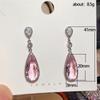 Huitan Elegant Pink Teardrop Zircon Dangle Earrings