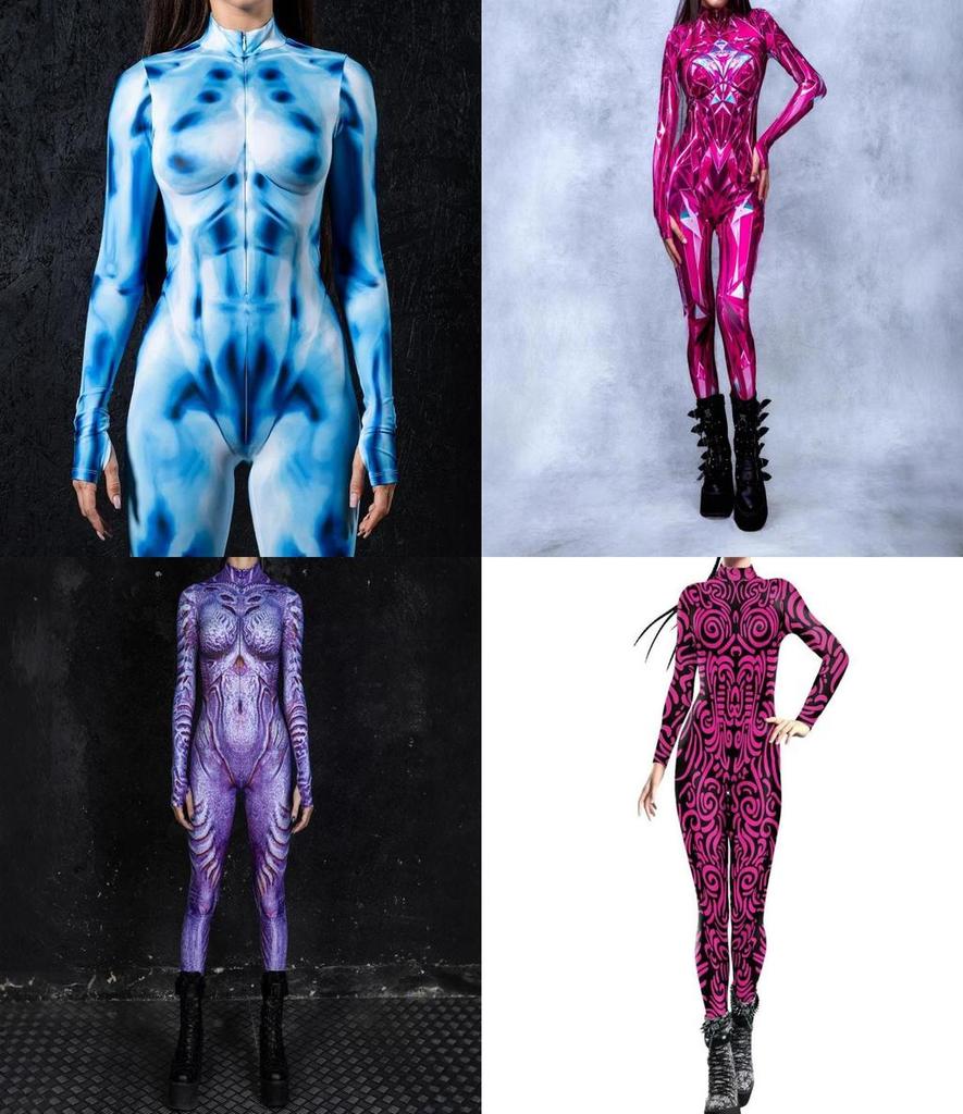 European Fantasy Halloween Costume Jumpsuit With 3d Digital Print For Cosplay Enthusiasts