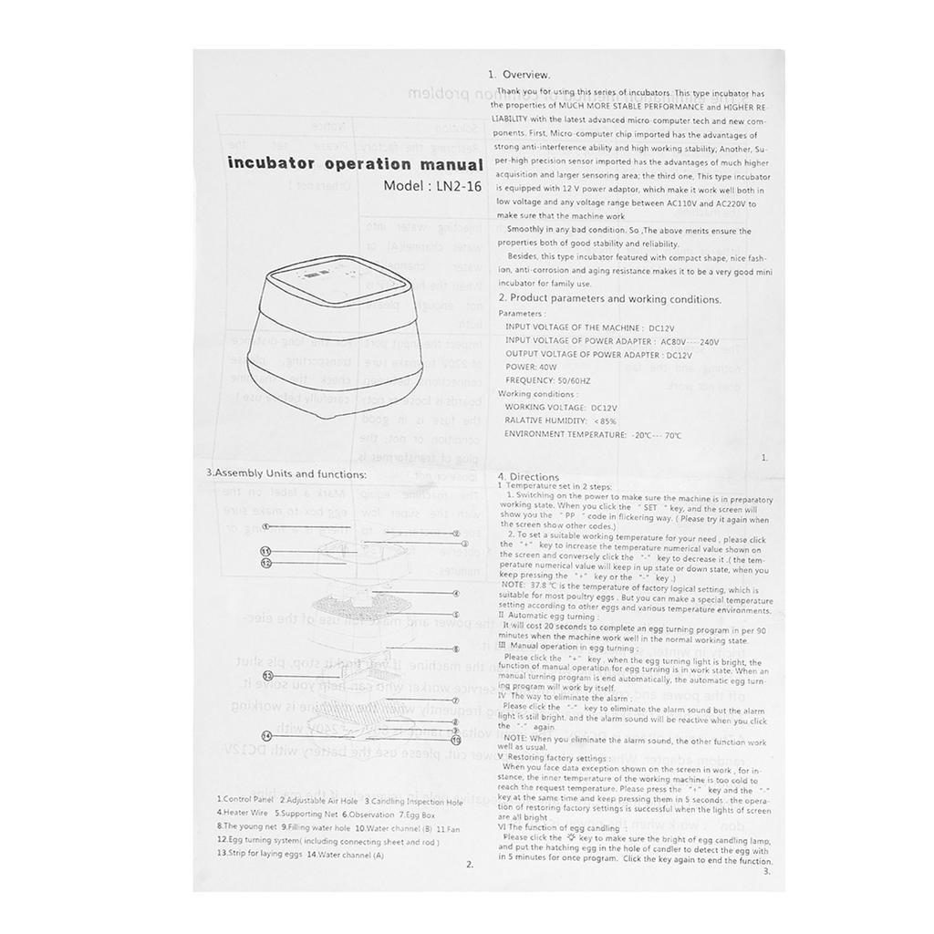 16 Eggs Fully Automatic Incubator Chicken Incubator with Photo Function LED Lighting Automatic Egg Turning Egg Hatcher 10V~220V