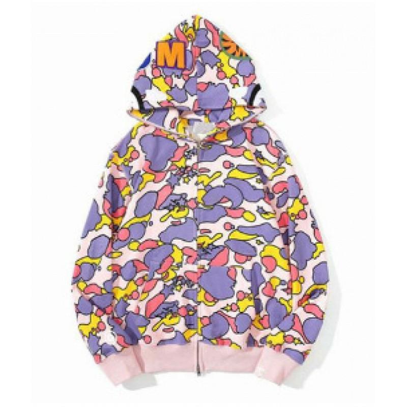Shark 3D Print Zip Up Hoodie Camo Streetwear Teens