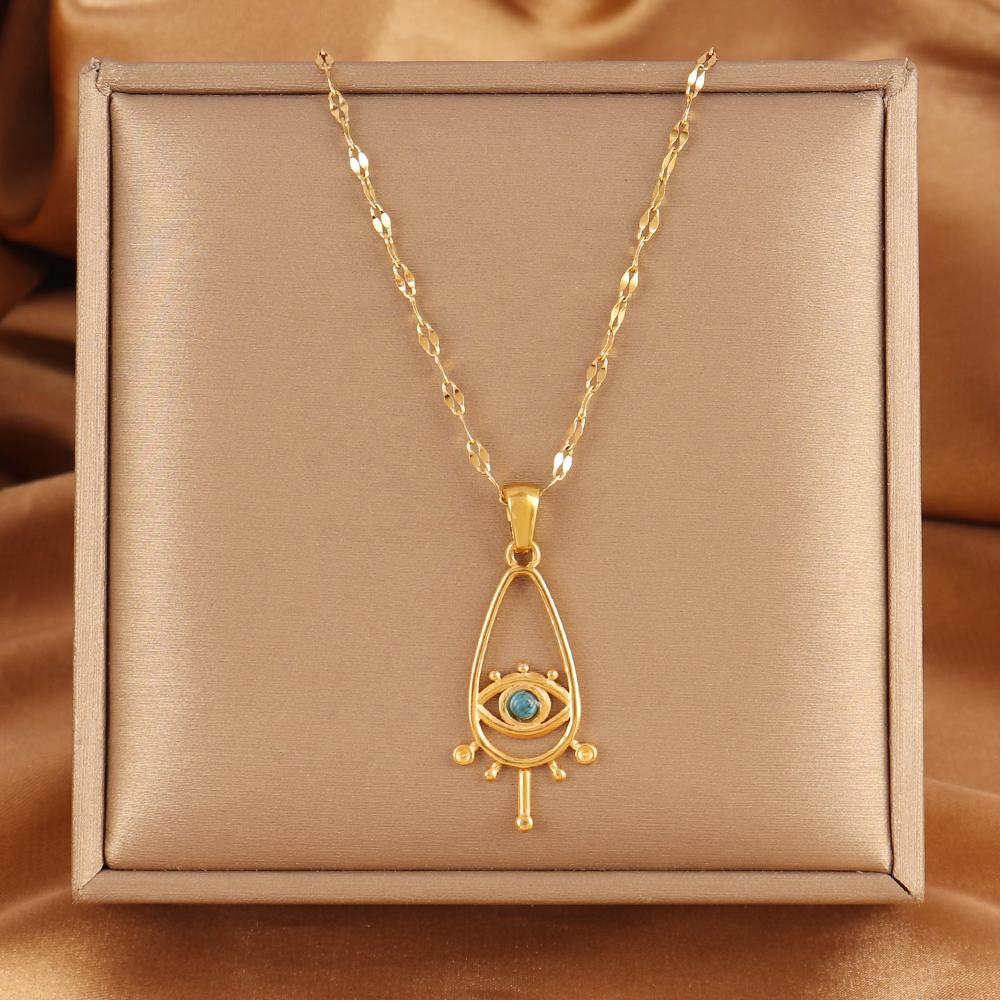 Нержавеющая сталь 316L Кулон-глаз Ожерелье для женщин Мода Цирконий Кулон-глаз Цепочка Ожерелья Женские Украшения