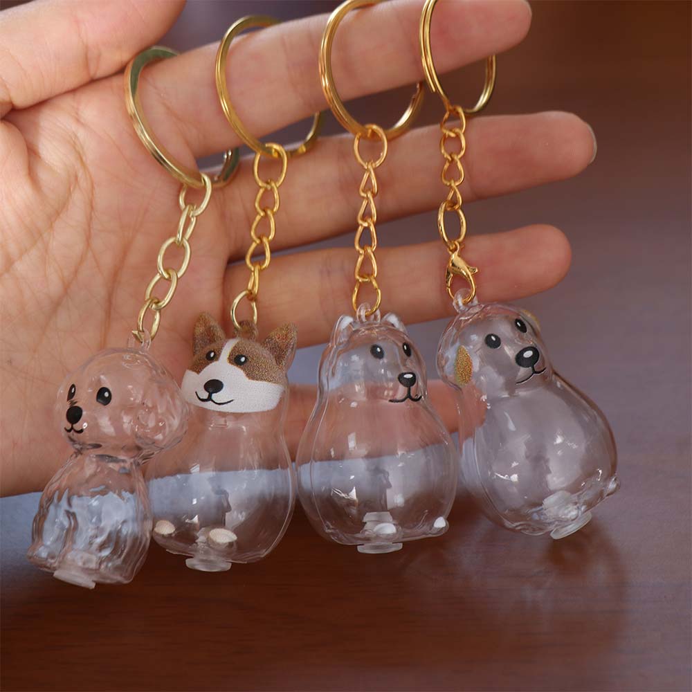 Dog Shape Dog Hair Storage Box Hair Grooming Puppy Pendants Pet Hair Keychain  Jewelry Gift