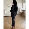 Módní dámské šaty s dlouhým rukávem, bodycon, jaro, podzim, elegantní styl, úzký střih, na párty, večerní, rybí ocas, kulatý výstřih, jednobarevné, sexy, přiléhavé