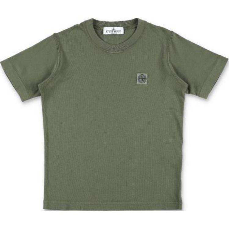 Stone Island T-Shirt Round Neck Logo Straight Cut Short Sleeve Kids tops Green 801620750-V0058