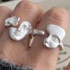 Bf Club   Rings For Women Simple Geometric Handmade Irregular Retro Boy Girl Face Ring Allergy For Birthday Gift