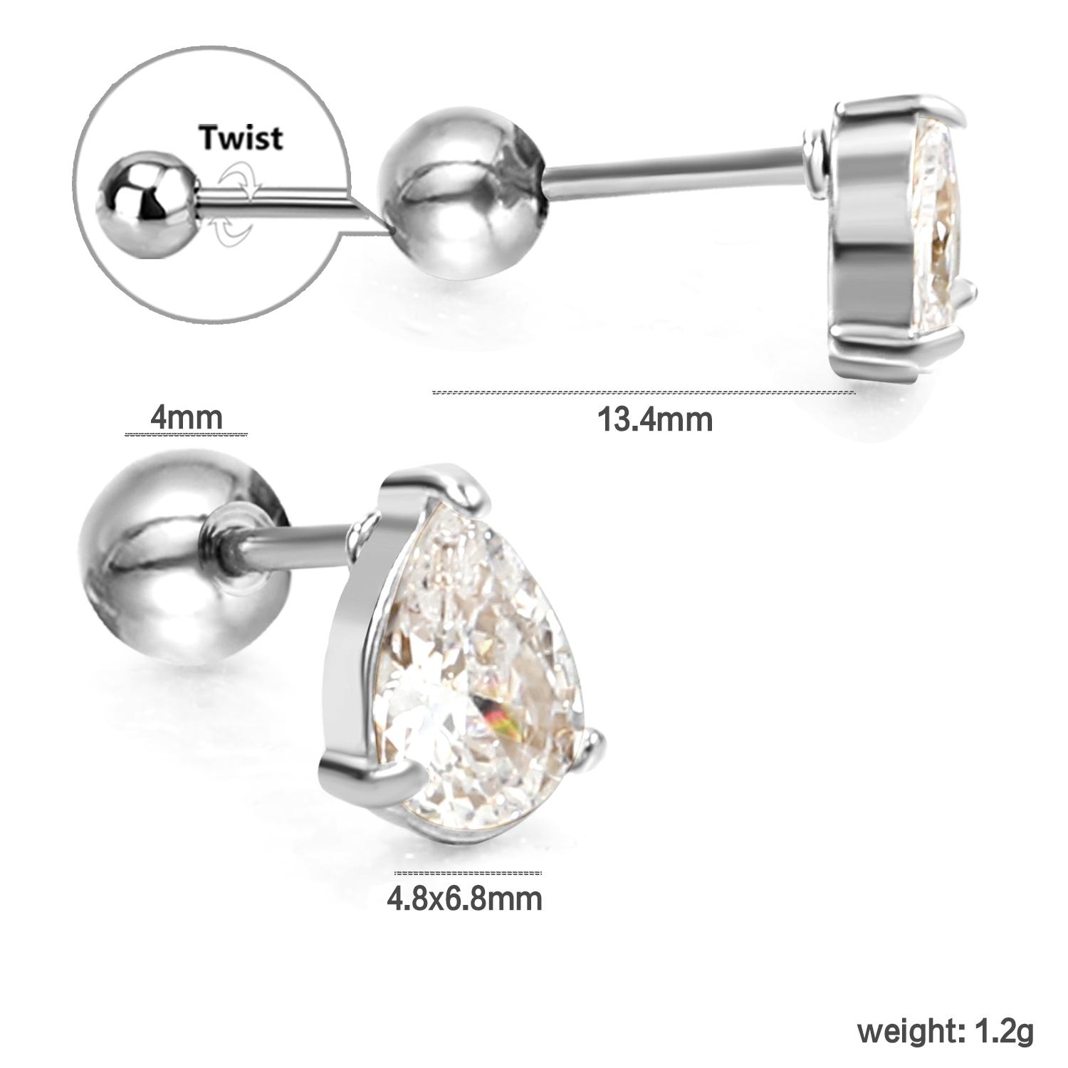 New Women s Fashionable and Popular Steel Ball Plug Water Droplet Shape with White Diamond Cubic Zirconia Earrings