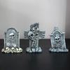 3pcs Skull Cross Halloween  Tombstones Figurine Resin Crafts Tombstone Statues  Party Layout