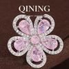 Champs-Élysées Pink Diamond Flower Ring - Elegant Luxury Hand Jewelry for Women