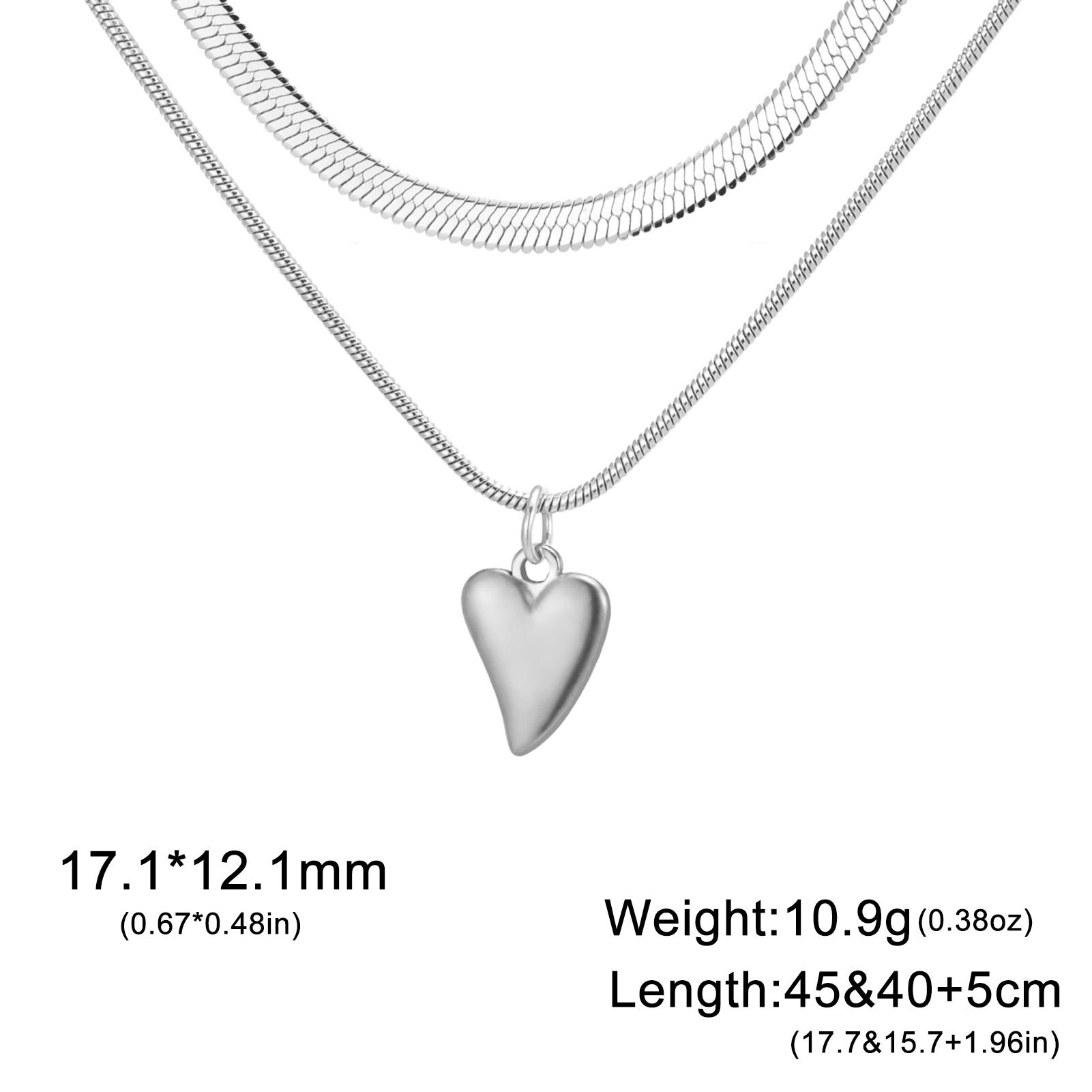 

Teamer Punk Heart Pendant Snake Chain Necklace for Women Girls Stainless Steel Double-layer Chain Cool Choker Party Jewelry