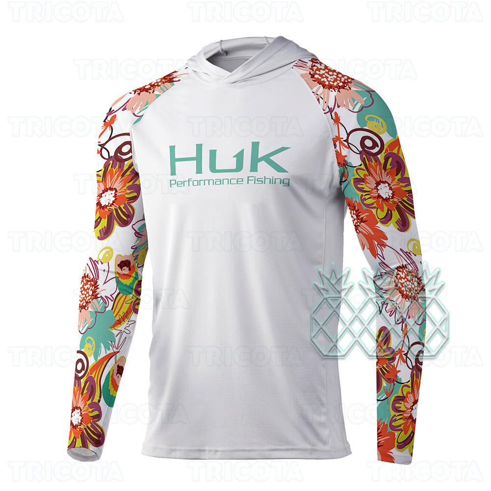 Cross-border HUK fishing suit outdoor hooded long-sleeved sunscreen T-shirt breathable Luya fishing suit UV protection ice silk