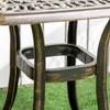 Zewnętrzny Stolik Boczny na Taras z Średnicą 38 mm. Otwór na parasol, Patio stolik kawowy z odlewanego aluminium, 54 x 54cm, Odcień brązu