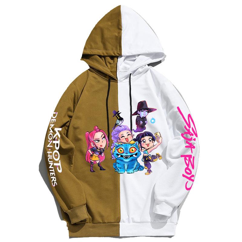 KPop Lovci démonů Periferní Barevně blokovaná Mikina Ležérní Pohodlná Podzim Zima Uvnitř Venku Všestranná Módní Mikina