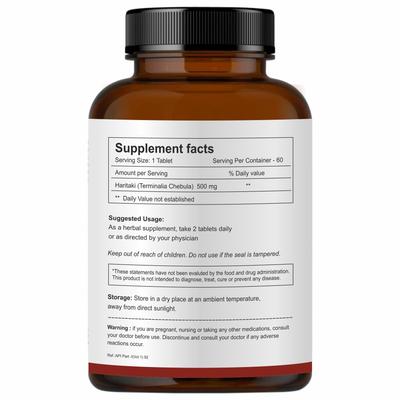 Herb Essential Haritaki Tablets – 500 Mg, 60 Count | Terminalia Chebula | Supports Digestive Health, Detoxification & Regular Bowel Movements | N