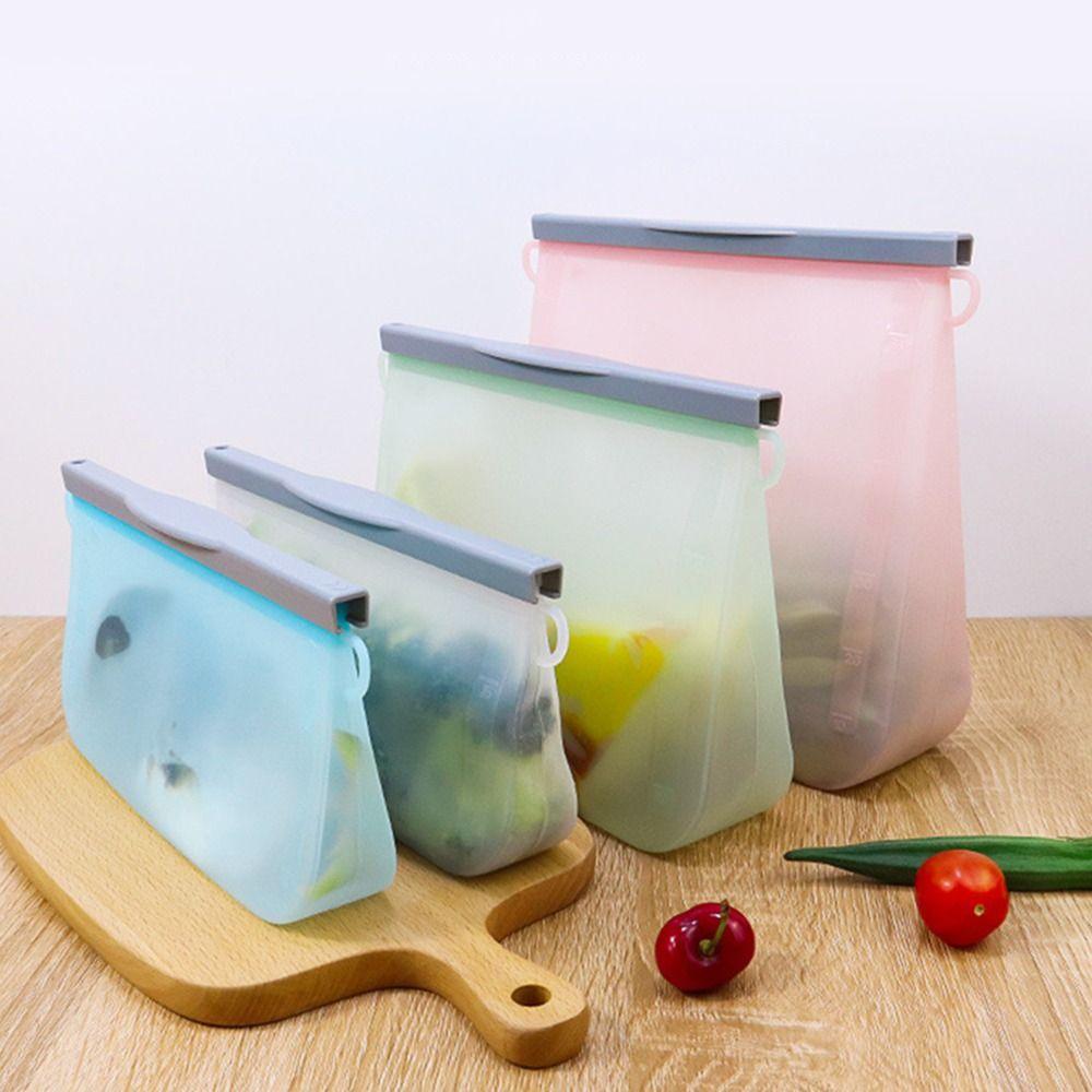 500/1000/1500ml Silicone Storage Bag Reusable Kitchen Fresh Bag Food Storage Container  Cereal