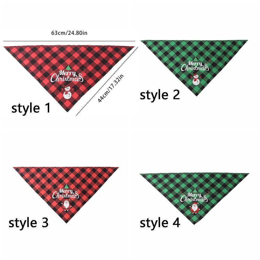 Red Green Grid Dog Saliva Towel Santa Claus Triangle Bandana Christmas Dog Scarf  Holiday Party