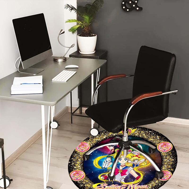 1 Stück Sailor Moon Anime Abenteuer im Weltraum Runder Teppich, Hergestellt aus Polyester, Perfekt zur Dekoration von Bürostühlen, Wohnzimmern fplt680