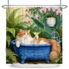 Cute Animals Pets Bathroom Shower Curtains Cat Dog Panda Giraffe Bathroom Decor Waterproof Curtain With Hooks Polyester Curtain