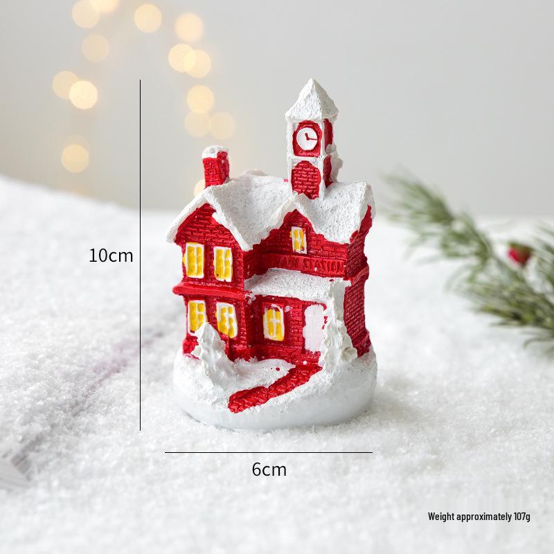 NUCHI Christmas Festival Mini Resin Tree and Santa House Ornaments