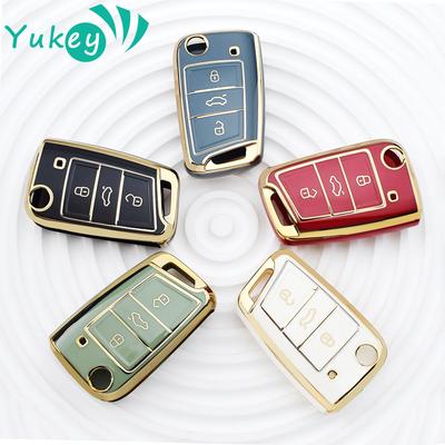 Voor VW Golf 7 MK7 VII Tiguan Polo Skoda Octavia A7 Kodiaq Seat Ateca Leon 3 Knoppen Tpu Auto Sleutelhoes Cover Shell