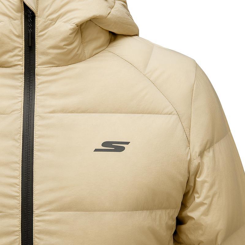 Skechers Simple Brand Logo Comfortable Warm Breathable Woven Hooded Down Jacket Women outerwear Yellow P424W229-02FX
