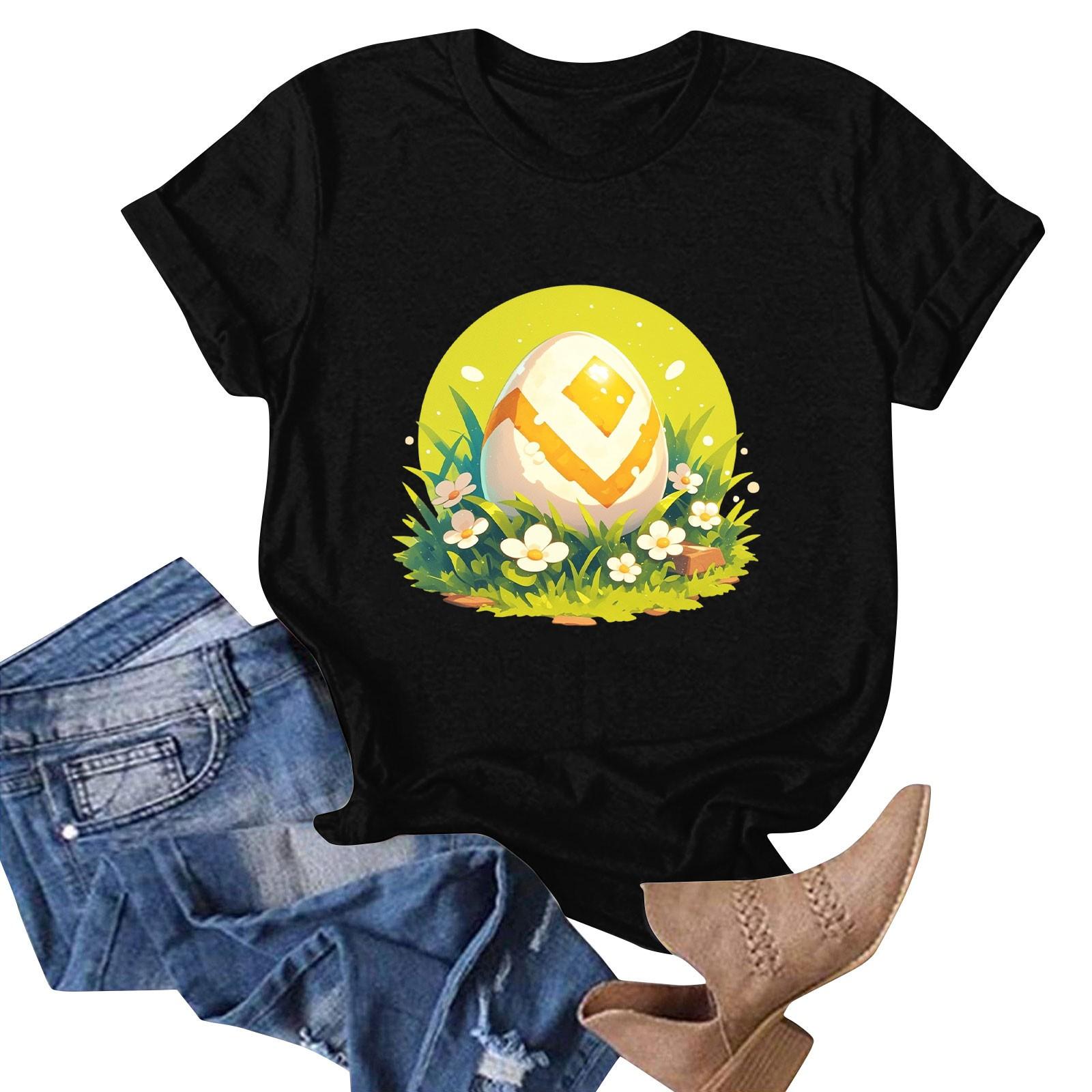 

Женская футболка с коротким рукавом и принтом пасхального кролика L чёрный