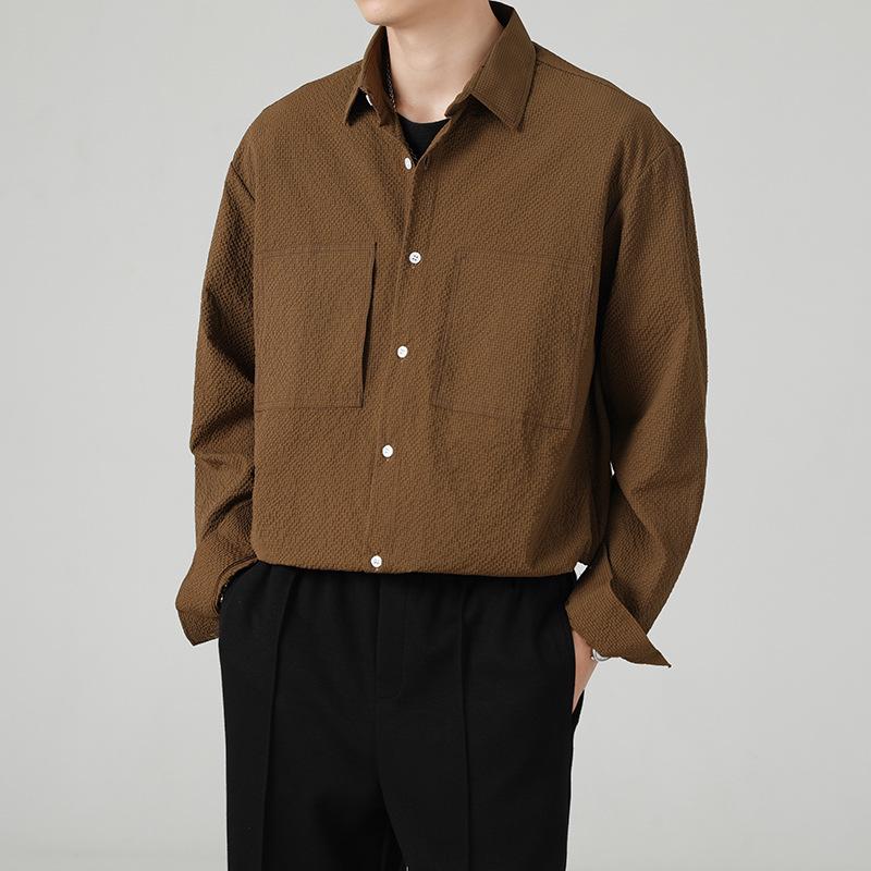 

Men s Trendy Casual Long-Sleeve Solid Shirt XL світло-сірий колір