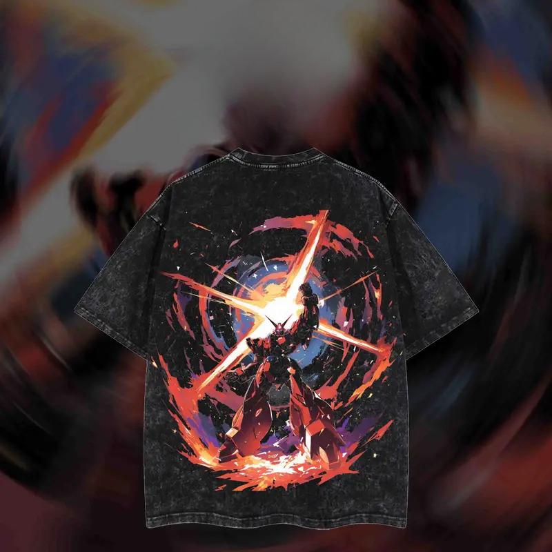 Anime Tengen Toppa Gurren Lagann Kamina Graphic T Shirt Men Women Washed Cotton Tshirts Vintage Casual Clothing Harajuku T-shirt