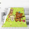 Cartoon Rilakkuma Anime Girls Blanket Super Soft Novelty Plush Throw Blanket For Home Decor Travel Flannel Bedspread Bed Cover