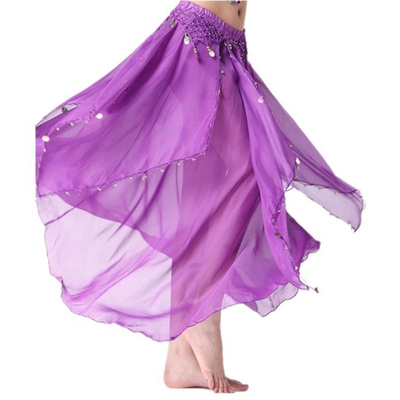 Elastic Waist Belly Dance Skirt With Dangling Coins Loose Design Fashion Costume Accessory For Shows And Parties