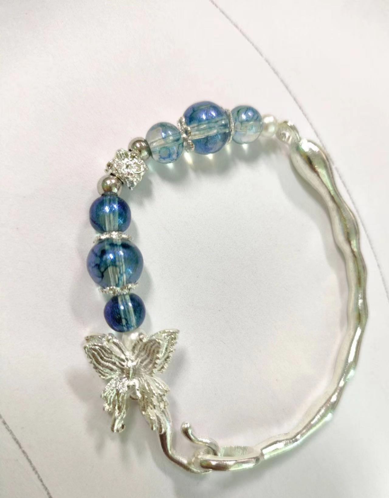 

Трендовый браслет «Голубой лед» с лисой для женщин, геометрический дизайн, новый китайский стиль Cold Style Butterfly Bracelet