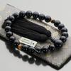 Buddhist Altar Shop Takita Shoten Buddhist Prayer Beads for Men, Ebony (Glossy), 2-Ten, Tiger's Eye Stone, 22 Beads, Silk Tassel, Prayer Bead Bag, Sui