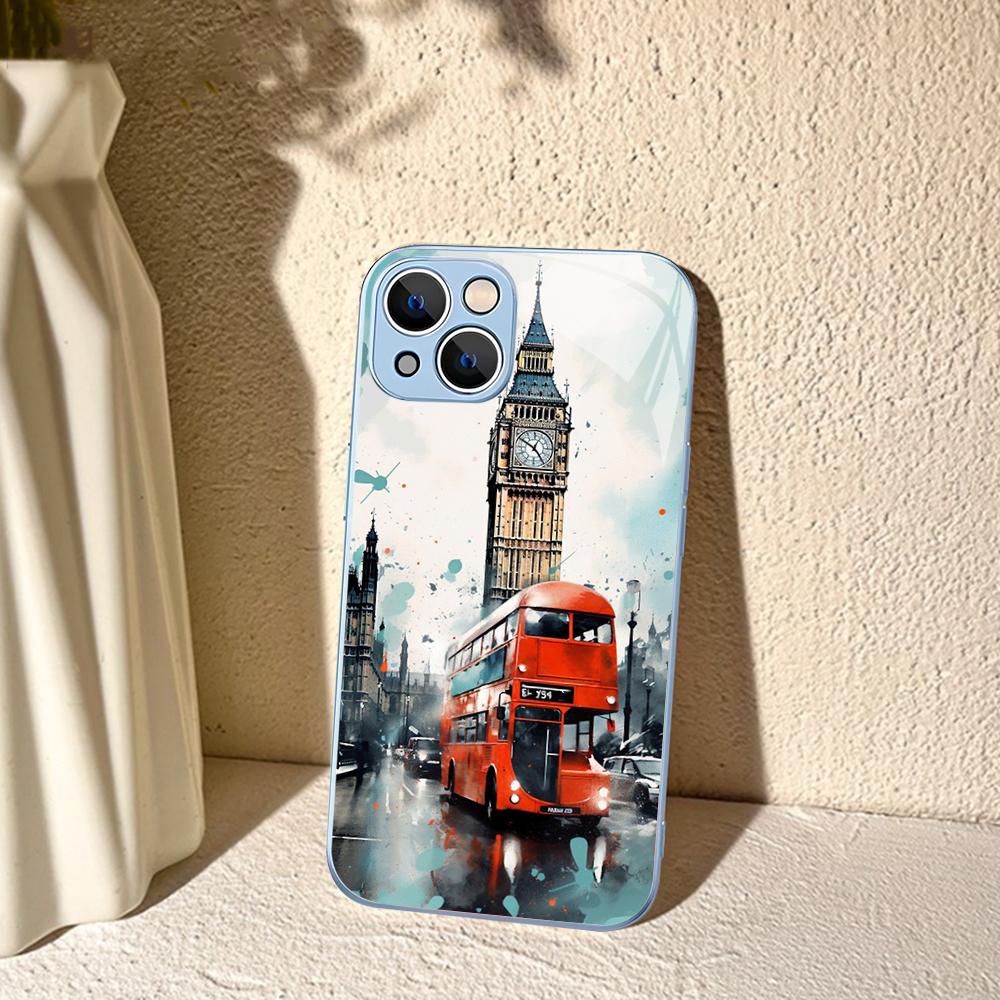 

London Bus England Telephone Phone Case For iPhone 14 13 12 Mini 11 Pro XS Max X XR 14 Plus Tempered Glass Cover iphone 12 pro