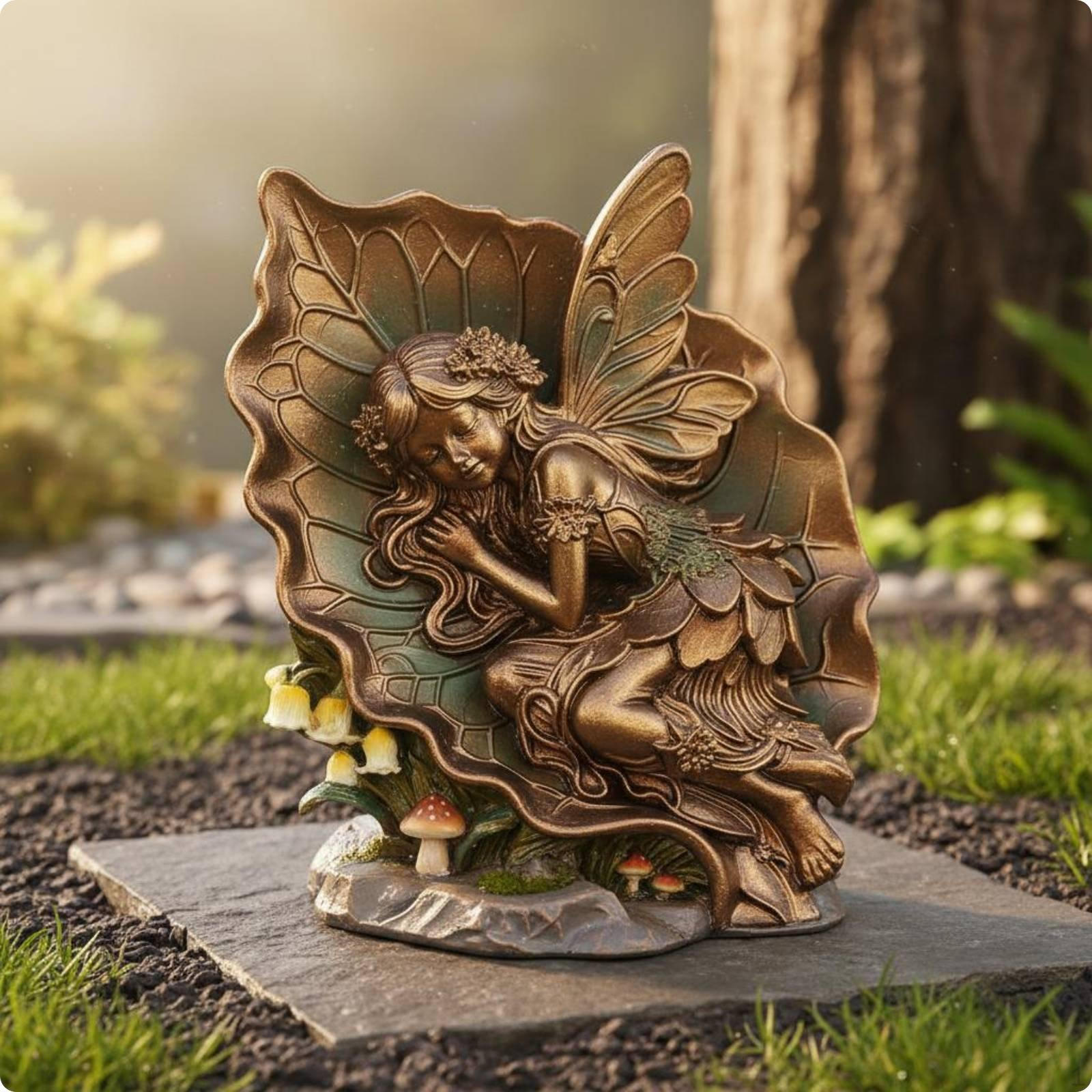Sleeping Fairy Figurine Handcrafted Statue Intricate Details Decorative Item for
