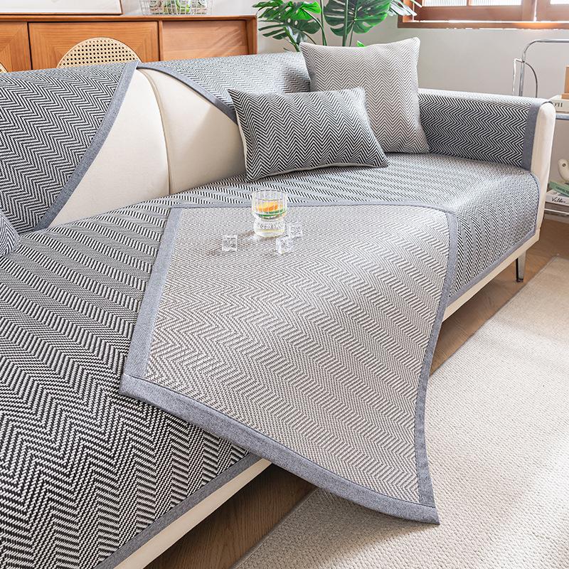 New Cool Sofa Cushion Combination Sofa Light Luxury Ice Rattan Mat Combination Sofa Cushion Cover Summer Seat Cushion
